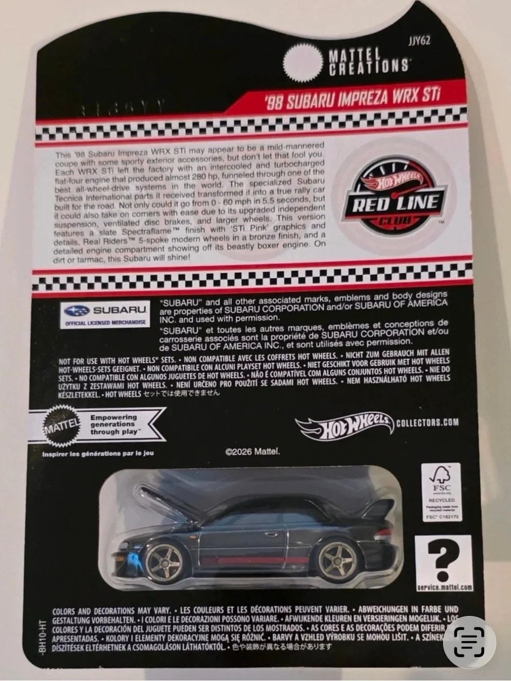 Hot Wheels RLC 1998 Subaru Impreza WRX STi